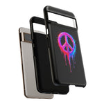 Glitch Peace Sign Phone Case, RGB Melt Digital Art Tough Cover, Gift