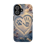 Pet Paw Print Phone Case Snow Heart Tough Cover Gift Art