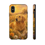 Golden Retriever Phone Case Flower Field Tough Cover Gift Art