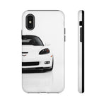 White C6 Z06 Front View tough phone case for Sports Car Drivers