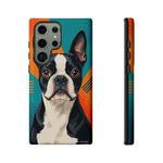 Boston Terrier Pop-Art Portrait Tough Phone Case - Teal Orange