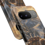 Saint Bernard Winter Rescue phone case | snowy mountain dog scene