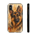German Shepherd Loyal Watercolor Portrait Art Tough Phone Case