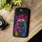 Pug Neon Graffiti Portrait Tough Phone Case - Dripping Paint