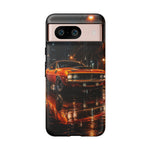 Orange Cuda Phone Case, Rainy City Night Muscle Car Tough Cover