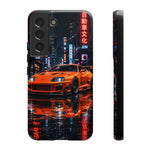 Orange Supra Phone Case, Neon City Night JDM Sports Car Tough Cover