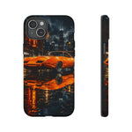 Orange Daytona Phone Case, Rainy City Night Muscle Car Tough Cover