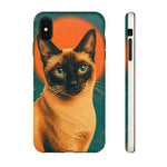 Siamese Cat Retro Halftone Portrait Case - Orange Teal Print
