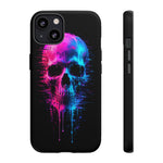 Neon Glitch Skull Phone Case, Dripping Paint Scanline Cover