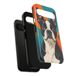 Boston Terrier Pop-Art Portrait Tough Phone Case - Teal Orange