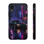 Neon City Night Prelude JDM Car phone case | Vaporwave rainy street
