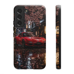 Red FD RX-7 Blossom Alley Tough Phone Case - Rain-Slicked Night