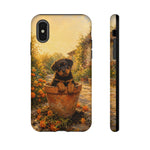 Rottweiler Puppy in Flower Pot Tough Case | Floral Dog Phone Cover