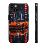 Orange Supra Phone Case, Neon City Night JDM Sports Car Tough Cover