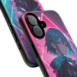 Anime Girl Phone Case Teal, Neon Kanji Calm Gradient Tough Cover