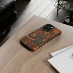 DJ Cat Phone Case, Glowing Turntables Folk Art Cover