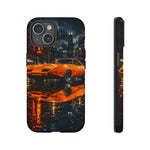 Orange Daytona Phone Case, Rainy City Night Muscle Car Tough Cover