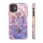 Cherub Cloud Throne Phone Case, Pastel Marble 3D Render Cover