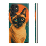 Siamese Cat Retro Halftone Portrait Case - Orange Teal Print