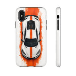 Z06 C8 Phone Case, White Top-Down Painterly Stripe Cover