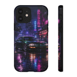 Neon City Night Prelude JDM Car phone case | Vaporwave rainy street