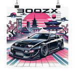 300ZX Poster JDM Black Z32 Drift Car Tokyo Cherry Blossom Retro Art