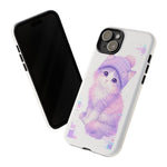 Pastel Cat Beanie Phone Case, Glitch Color Block Cover, Gift