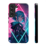Anime Girl Phone Case Teal, Neon Kanji Calm Gradient Tough Cover