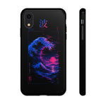 Cresting Wave Glitch Art Tough Phone Case - Blue Magenta