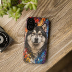 Alaskan Malamute Portrait Tough Phone Case - Vivid Paint Splatter