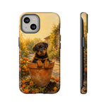 Rottweiler Puppy in Flower Pot Tough Case | Floral Dog Phone Cover