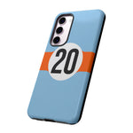 Copy of Blue Orange Number 20 Retro Racing Stripe Tough Phone Case Cover
