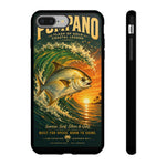 Golden Pompano Fish Phone Case | Coastal Sunset Surf Illustration
