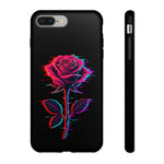 Glitch Rose Neon Phone Case Vaporwave Tough Cover
