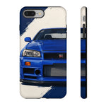 R34 Skyline GT-R Bayside Blue Tough Phone Case for 90s JDM Fans