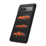 C3 Corvette Art Phone Case Orange, Three-View Vector Cover, Gift