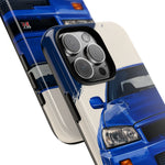 R34 Skyline GT-R Bayside Blue Tough Phone Case for 90s JDM Fans