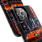 Orange Supra Phone Case, Neon City Night JDM Sports Car Tough Cover
