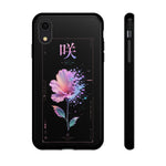 Glitch Bloom Flower Art Tough Phone Case - Pastel on Black