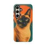 Siamese Cat Retro Halftone Portrait Case - Orange Teal Print
