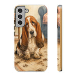 Guilty Basset Hound Phone Case, Muddy Watercolor Art Cover