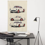 1957 Corvette Fuel Injection White Banner 34x56 Garage Man Cave Wall Decor