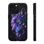 Holographic Wolf Phone Case, Fractured Prism Iridescent Cover