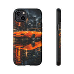 Orange Daytona Phone Case, Rainy City Night Muscle Car Tough Cover