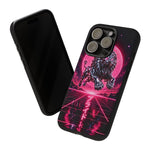 Chrome Lion Phone Case, Neon Grid Katakana Pride Tough Cover