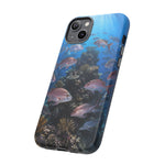 Snapper Reef Phone Case, Sunlit School Ocean Fishing Tough Cover