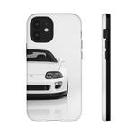 White MK4 Supra Phone Case, Retro 90s JDM Tough Cover for Car Enthusiasts