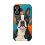 Boston Terrier Pop-Art Portrait Tough Phone Case - Teal Orange