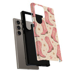 Pink Cowboy Boots phone case | Western pattern | Pastel stars