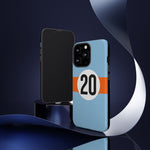Copy of Blue Orange Number 20 Retro Racing Stripe Tough Phone Case Cover